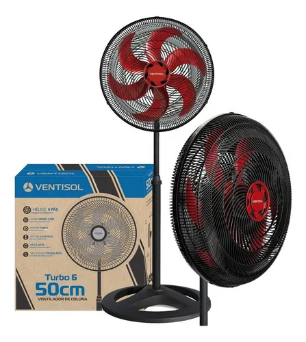 Ventilador de Coluna Ventisol Oscilante 6 Pás Premium 50cm Vermelho - 127V - Imagem 5