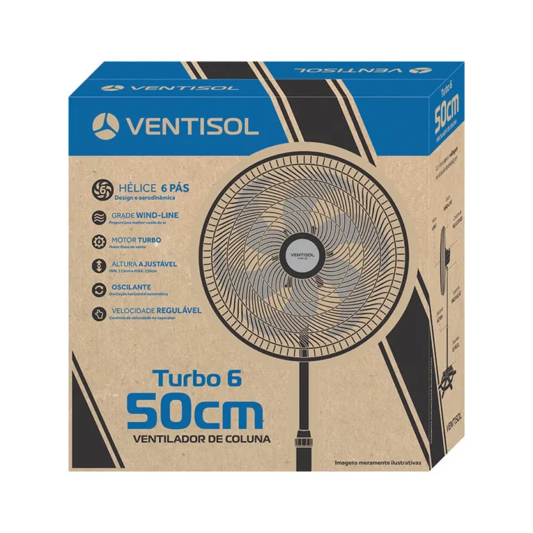 Ventilador de Coluna Ventisol Oscilante 6 Pás Premium 50cm Vermelho - 127V - Imagem 4