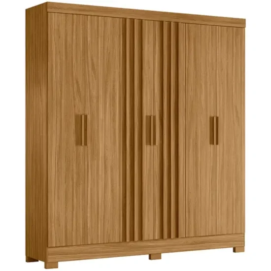 Guarda Roupa Valença 195cm 6 Portas Freijó com Portas Ripadas Moval