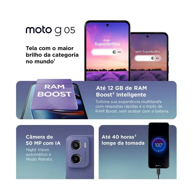 Smartphone Motorola Moto G05 4G 128GB 4GB Bateria 5.200 mAh - Cinza - Quadriband - Image 8