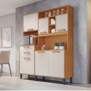 Armário de Cozinha Compacta 160 cm Nápoles Off White Madeira Itatiaia