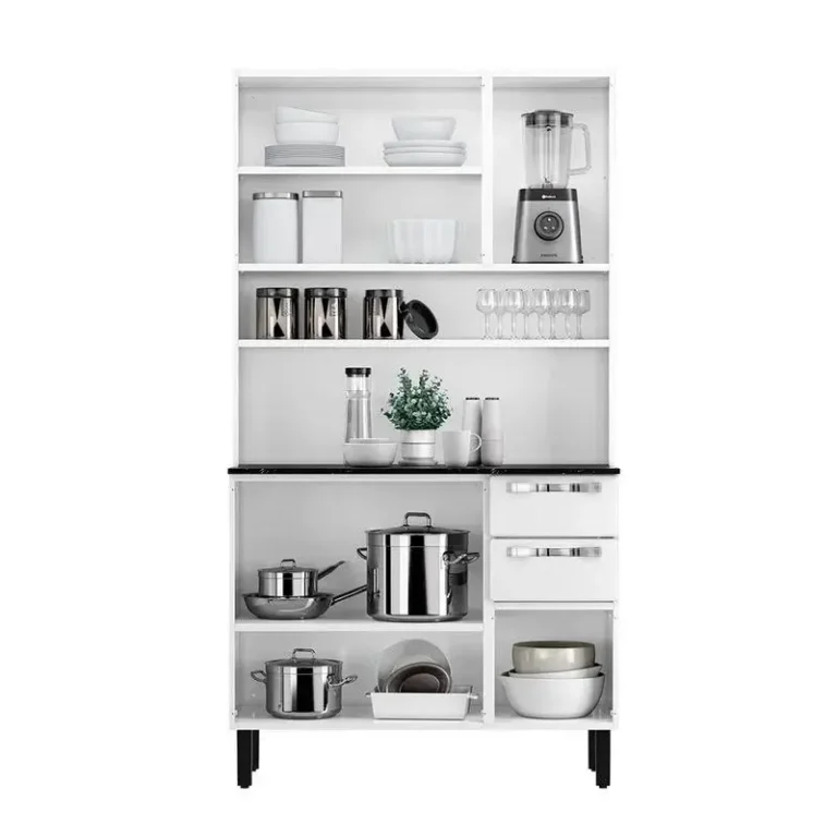 Kit de Cozinha Compacta em Aço 6 Portas 2 Gavetas Pratika Branco/Preto - Itatiaia - Image 3