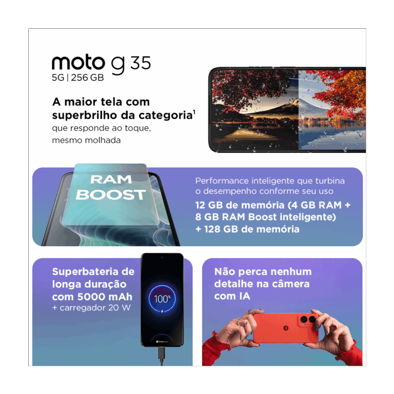 Smartphone Motorola G35 5G 256GB 12GB Tela 6.7" - Coral - Imagem 8