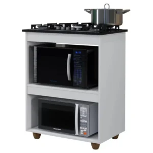 Balcão para Cooktop 4 Bocas Turim Branco Kaiki Móveis