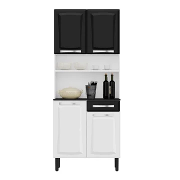 Cozinha Itatiaia Kit-80 Pratika 4 Portas 1 Gaveta Branco/Preto