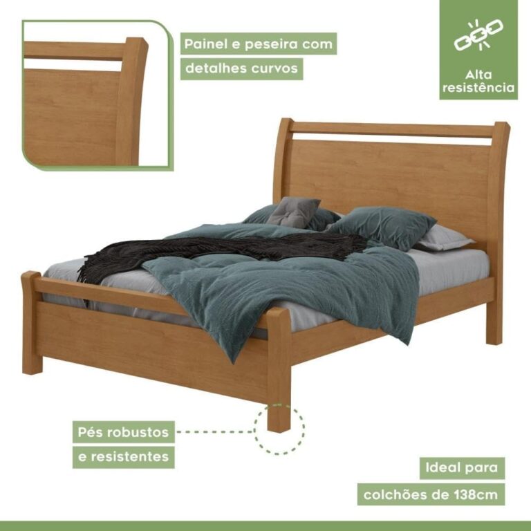 Cama Casal Lopas Reali - Amêndoa Clean - Imagem 4