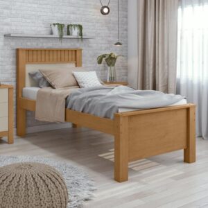 Cama Solteiro Athenas Móveis Lopas Amêndoa Clean/off White