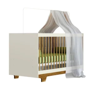 Berço Mini Cama Flocos Tigus Baby Off White/Madeirado Ypê