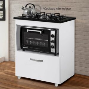 Balcão Para Cooktop 4 Bocas Salvia Kaiki Móveis Branco