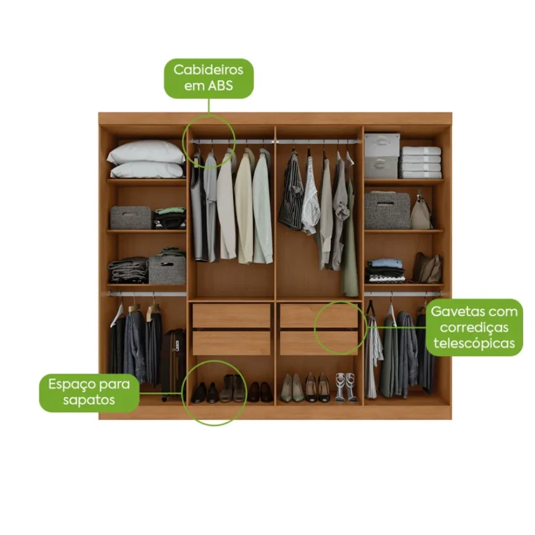Guarda-Roupas Lopas 8 Portas - Soft s/Esp Amendoa Clean/Off White - Imagem 7