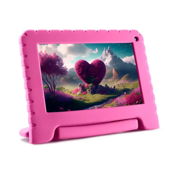 Tablet Multi Kid Pad 7" Rosa – 4GB RAM, 64GB, Android 13, Controle Parental + Case Emborrachada
