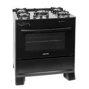 Fogão Suggar 5 bocas Cook Glass Preto - Bivolt
