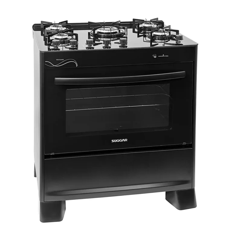 Fogão Suggar 5 bocas Cook Glass Preto - Bivolt