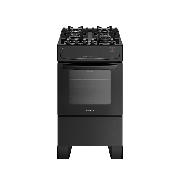 Fogão 4 Bocas Atlas Mônaco Top Glass Preto - Bivolt