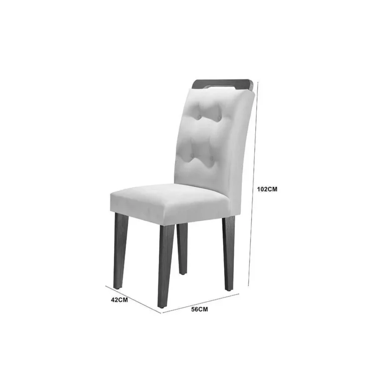 Mesa Luna 90 com 4 Cadeiras Dafne – Vidro Serigrafado Off White/Imbuia - Imagem 4