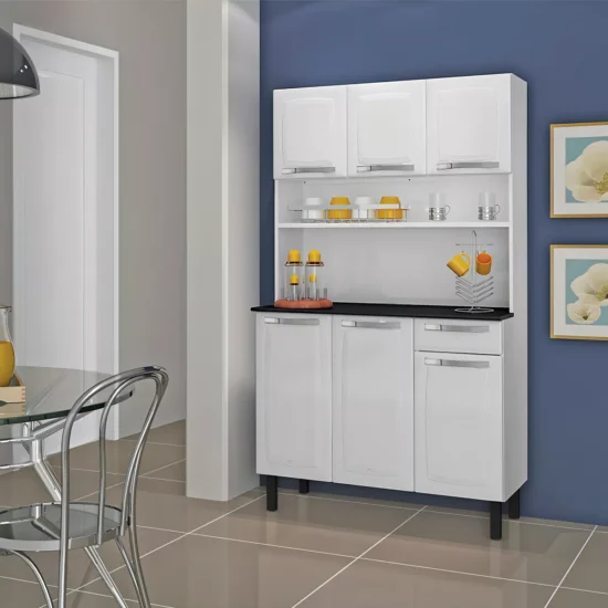 Armário De Cozinha Compacta Itatiaia Rose 6 Portas 1 Gaveta Cor Branco