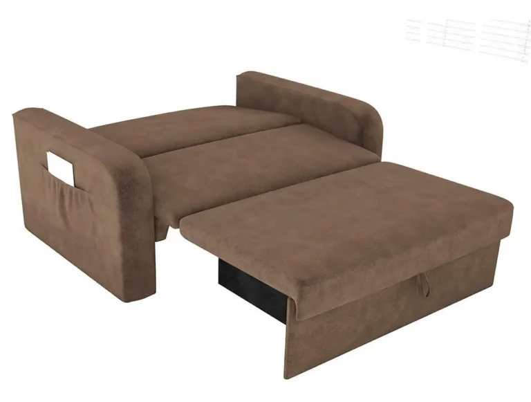 Sofá-Cama com Baú Daiane Matrix 2 Lugares – Marrom Claro - Imagem 2