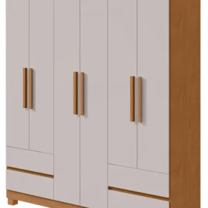 Guarda-Roupas 6 Portas 4 Gavetas Sem Espelho Zeus - Lopas Amendoa Clean/Off White