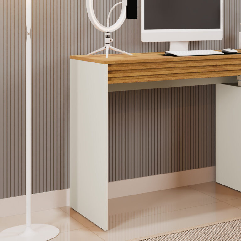 Mesa de Estudo Mavaular 1 Porta e 1 Gaveta Sevilha 1200 Off White/Naturalle - Imagem 4