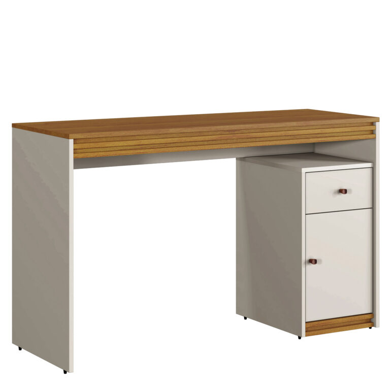 Mesa de Estudo Mavaular 1 Porta e 1 Gaveta Sevilha 1200 Off White/Naturalle - Imagem 5