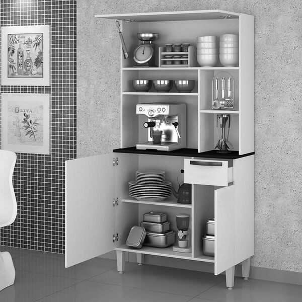 Armário De Cozinha Jaspe 3 Portas E 1 Gaveta Sallêto Branco - Imagem 3