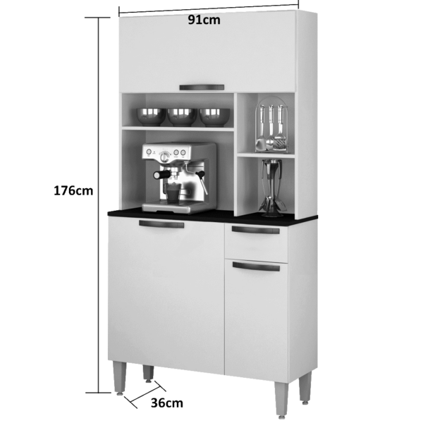 Armário De Cozinha Jaspe 3 Portas E 1 Gaveta Sallêto Branco - Imagem 5