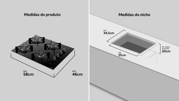 Cooktop Atlas Top 4 Bocas Preto - Bivolt - Imagem 5