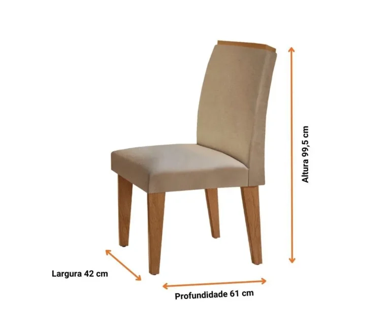 Mesa Luna 180X80Cm Mdf/Vidro 6 Cadeiras Lunara Rufato Turim/Off White/Imbuia - Imagem 3