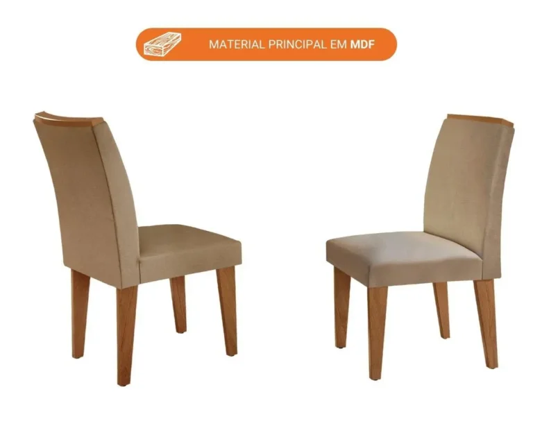 Mesa Luna 180X80Cm Mdf/Vidro 6 Cadeiras Lunara Rufato Turim/Off White/Imbuia - Imagem 4