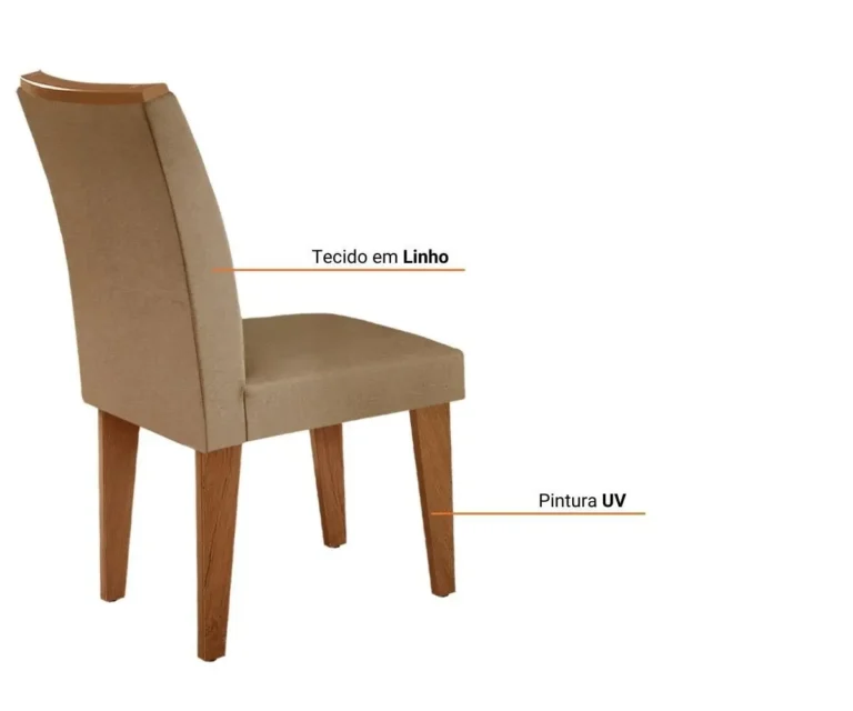 Mesa Luna 180X80Cm Mdf/Vidro 6 Cadeiras Lunara Rufato Turim/Off White/Imbuia - Imagem 5